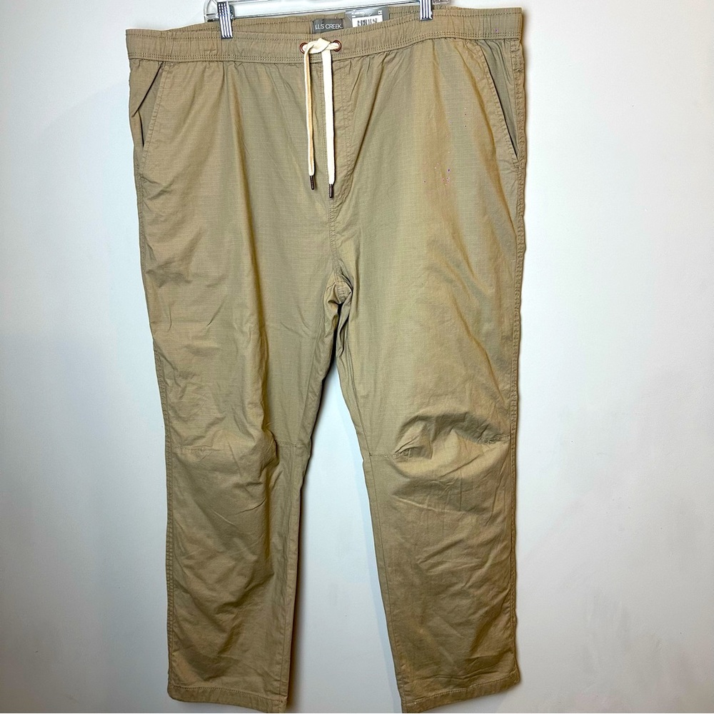 Falls Creek Flannel Lined‎ Pants Men's XXXL Flat Front Jogger Khaki NEW.A163